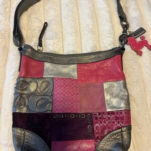 Y2K Coach Patchwork Shoulder Bag - Pink  and Silver